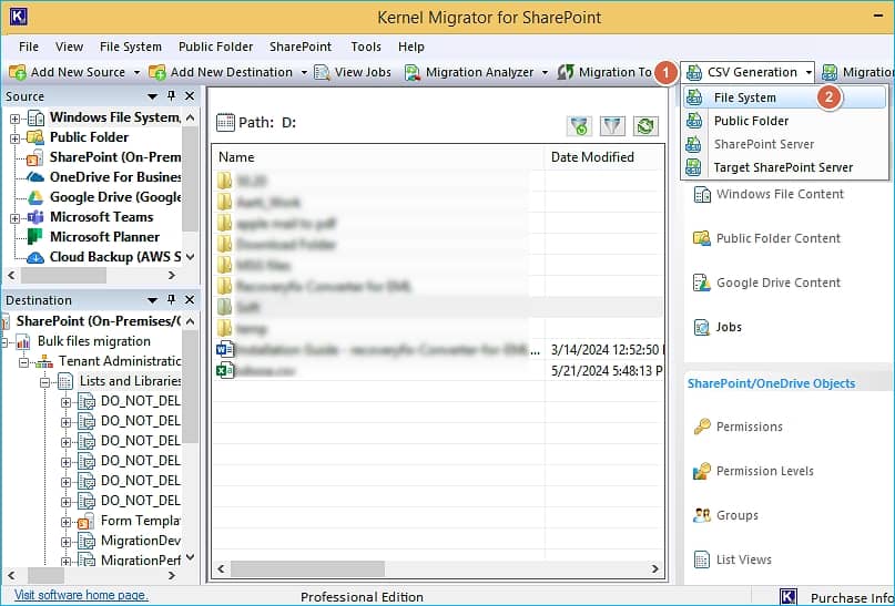 Generate CSV file